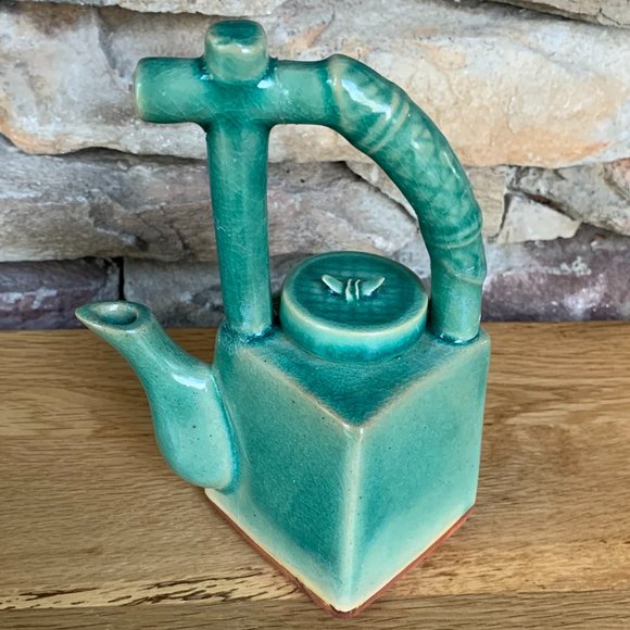 VTG Asian Teapot Ceramic Bamboo Tea Pot - Picture 9 of 13